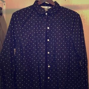 Black bouton up w/white polka dots